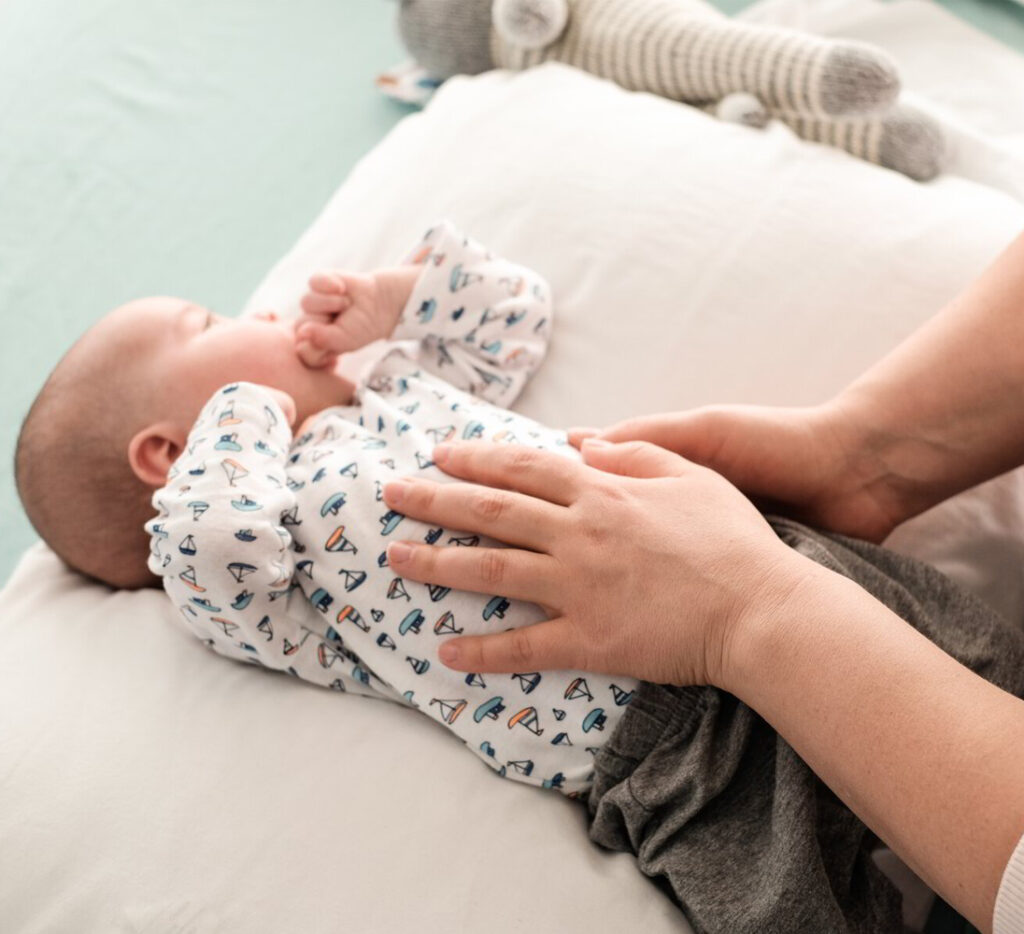 infant lying down during CST session